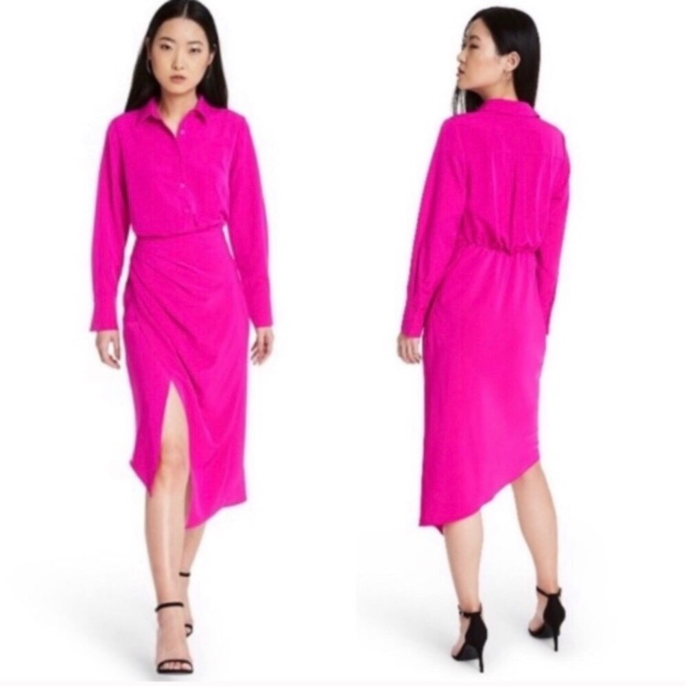 Cushnie for Target hot pink wrap shirt dress.
